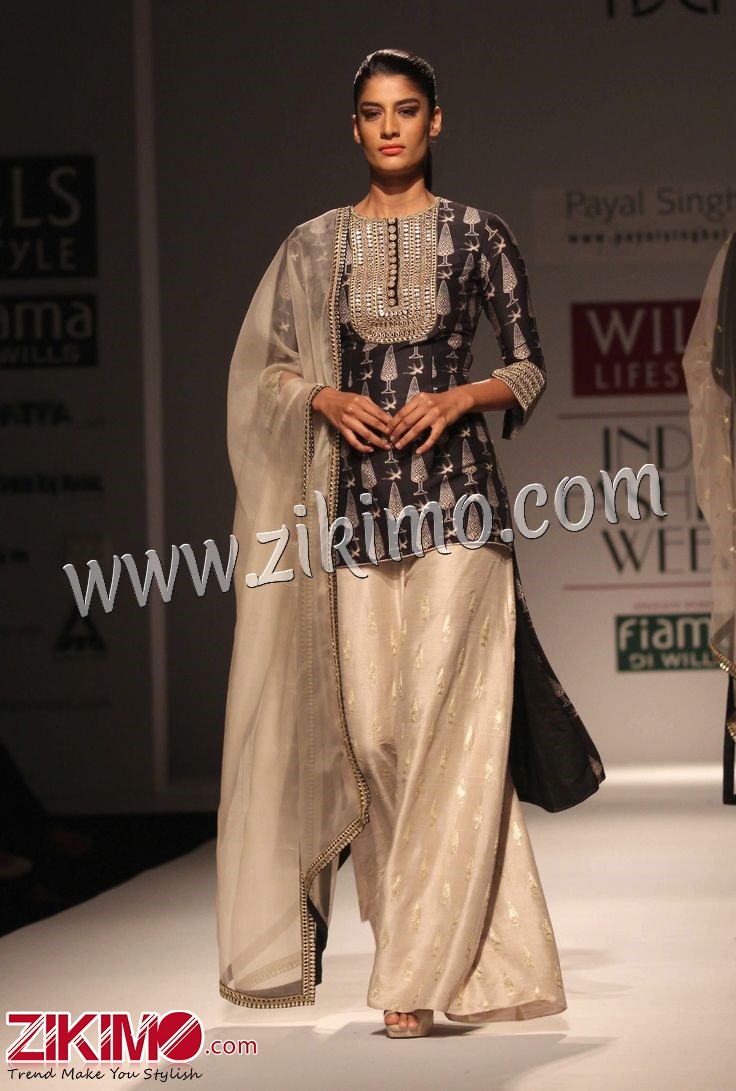 Black And Grey Raw Silk High & Low Style Suit