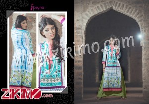 AquaBlue and Multicolor Printed and Embroidery with Lace Cotton Lawn XL Size Party Wear Stitched Kurti 1008