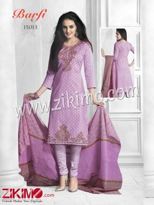 Barfi Pink and Beige Cotton Un-stitched Daily Wear Straight Suit With Cotton Dupatta 15013