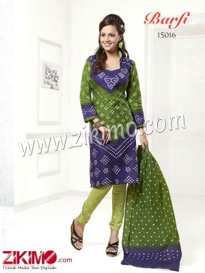 Barfi Purple and Green Cotton Un-stitched Daily Wear Straight Suit With Cotton Dupatta 15016