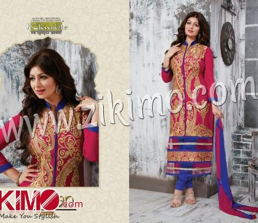 Darpan HotPink and RoyalBlue Cotton Semi-stitched Party Wear Straight Suit With Chiffon Dupatta 6506 1 Darpan HotPink and RoyalBlue Cotton Semi-stitched Party Wear Straight Suit With Chiffon Dupatta 6506