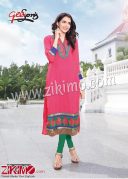 Pink and Green Designer Pure Chiffon Karachi Style Size - XXL Stitched Kurti 01