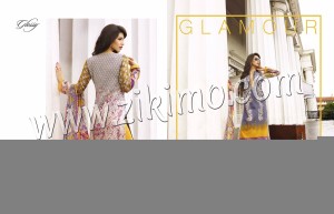Gray and Yellow Printed Cotton Satin Un-stitched Straight Suit With Bamberg Dupatta 4501