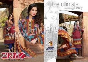 Jannat Maroon and Blue Printed Pashmina Un-stitched Daily Wear/Party Wear Straght Suit 1384