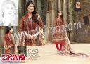 Jannat Orange and Red Printed Pashmina Un-stitched Daily Wear/Party Wear Straight Suit 1392