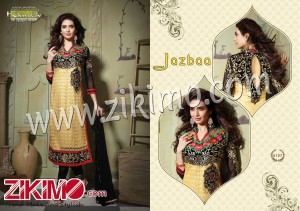 Jasbaa SandyBrown and Beige Pure Nett Chikan with Work Long Top Pure Cotton Semi Lawn Bottom & Inner Nazneen Chiffon Dupatta Semi-stitched Party Wear/Ocassion Wear Straight Suit 6107