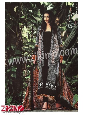 Kashmir Beauty Black and White 100% Pure Pashmina Un-stitched Party Wear Straight Suit With Chiffon Dupatta KB02