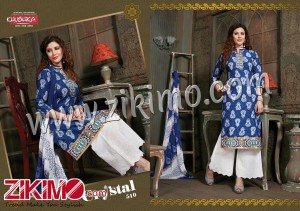 khushika Crystal Blue and White Printed Cambric Cotton Plazzo Suit 510