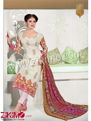 OffWhite Brown and Pink Satin Cotton Chiffon Dupatta Un-stitched Straight Suit 12 1 OffWhite Brown and Pink Satin Cotton Chiffon Dupatta Un-stitched Straight Suit 12