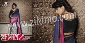 Nitya MidnightBlue Pink and Gray Designer Party Wear Georgette Sarees with Blouse Piece 2001
