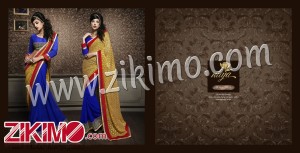 Nitya Yellow and Blue Designer Party Wear Georgette Sarees with Blouse Piece 2005