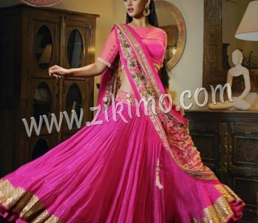 Pretty Pink Flared Lehenga Choli With Printed Dupatta 1 Pretty Pink Flared Lehenga Choli With Printed Dupatta