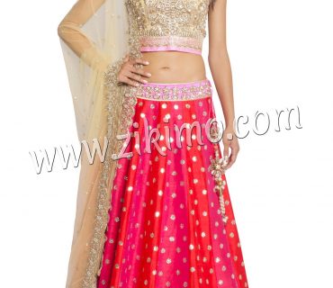 Red And pink  Flared Indian Wedding Lehenga Choli With Matching Dupatta