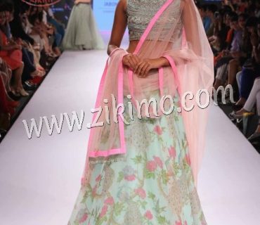 Sky blue Floral Printed Indian Wedding/Party Wear Lehenga Choli With Pink Dupatta 1 Sky blue Floral Printed Indian Wedding/Party Wear Lehenga Choli With Pink Dupatta