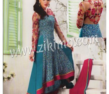 Blue and Pink Georgette with Embroidery Semi-stitched Party Wear Anarkali Suit 5155 1 Blue and Pink Georgette with Embroidery Semi-stitched Party Wear Anarkali Suit 5155