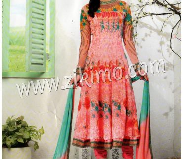 Pink and AquaGreen Georgette with Embroidery Semi-stitched Party Wear Anarkali Suit 5159