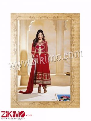 Maroon Embroidered Georgette Anarkali Semi-stitched Suit with Chiffon Dupatta