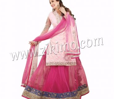 Chahat Khanna Pink Net Semi-stitched Embroidered Lehenga Choli 1 Chahat Khanna Pink Net Semi-stitched Embroidered Lehenga Choli