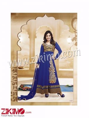 Neha Blue Georgette Embroidered Anarkali Semi-stitched Suit