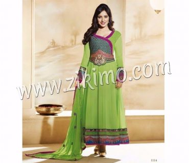 Neha Light Green and Pink Georgette Embroidered Anarkali Semi-stitched Suit 1 Neha Light Green and Pink Georgette Embroidered Anarkali Semi-stitched Suit