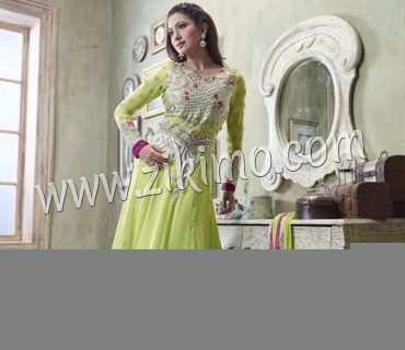Gauhar Khan Embroidered Georgette Light Green and Pink Semi-Stitched Anarkali Suit with Chiffon Dupatta 1 Gauhar Khan Embroidered Georgette Light Green and Pink Semi-Stitched Anarkali Suit with Chiffon Dupatta