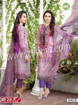 Berry and Purple Embroidered Cotton Satin Un-stitched Pakistani Suit