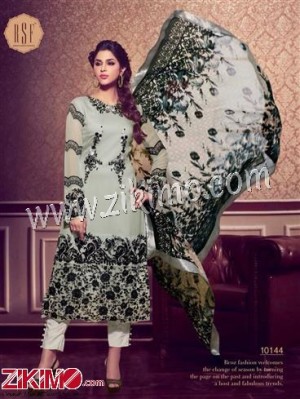 Gray and Black Embroidered Georgette Semii-stitched Pakistani Suit