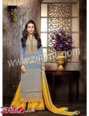 LightSteelBlueEmbroidered Georgette Semi-stitched Straight Suit