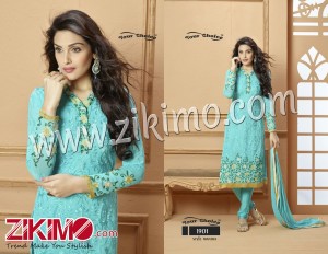 Your Choice SeaGreen and Yellow Pure Dyeble Georgette Embroidered Un-stitched Party Wear Straight Long Suit 1901