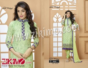 Your Choice LemonGreen and Purple Pure Dyeble Georgette Embroidered Un-stitched Party Wear Straight Long Suit 1903