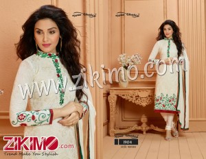 Your ChoiceCream Green and Red Pure Dyeble Georgette Embroidered Un-stitched Party Wear Straight Long Suit 1904