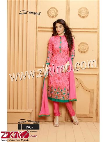Your Choice Pink and Green Pure Dyeble Georgette Embroidered Un-stitched Party Wear Straight Long Suit 1905 1 Your Choice Pink and Green Pure Dyeble Georgette Embroidered Un-stitched Party Wear Straight Long Suit 1905