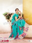 Aquamarine and Pink Chiffon Saree With Blouse Piece 4004