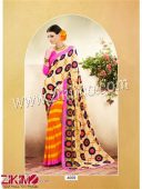 Pink Light Yellow and Orange Stunning Chiffon Saree 4009