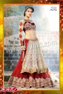 Zikimo 7237 Embroidered Bridal Wear Red and Cream Velvet Lehenga Choli with net dupatta