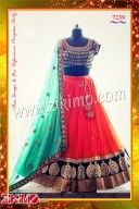 Zikimo 7237 Embroidered Wedding Wear Red Net Lehenga With Velvet Choli and net dupatta