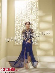 Zikimo Aashirwad 3001 Blue and Burlywood Georgette and Mono Net Wedding Wear/Occasion Wear Semi Stitched Designer Suit