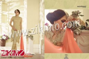 Zikimo Aashirwad 3006 Beige Georgette and Mono Net Wedding Wear/Occasion Wear Semi Stitched Designer Suit