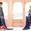 Arjaan Engrossing Blue Designer Georgette Embroidered Wedding Wear Palazzo Pjami Salwar Suit 
