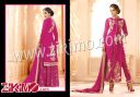 Arjaan Hot Pink Embroidered Georgette  Wedding Wear Designer Straight Salwar Suit 605B