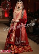 Zikimo Bajirao Mastani Deepika Padukone Indian Bridal Wear Red Lehenga with Sharara Pants