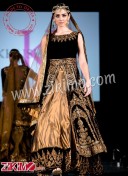 Zikimo Black & Golden Achkan Style Indian Bridal Lehenga Choli with Antique Gold Embroidery