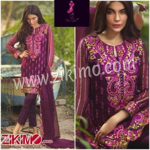 Zikimo 102 Desi Girl Purple Embroidered Georgette Pants/Palazzo Pakistani Suits