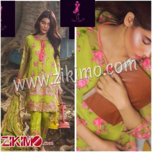 Zikimo 105 Parrot Green Desi Girl Embroidered Georgette Pants/Palazzo Pakistani Suits