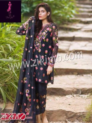 Zikimo 107 Black Desi Girl Embroidered Georgette Pants/Palazzo Pakistani Suits