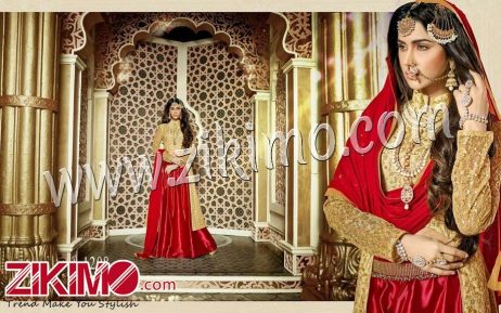 Zikimo Diwani Mastani 1208 Red And Goldne Net Sequence work Party Wear Ghaghra Choli With Chiffon Dupatta