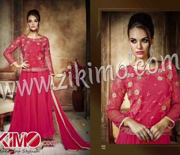 Zikimo Eternal 145 DarkPink Embroidered Georgette Party Wear/Wedding Wear Semi-stitched A Line Anarkali Suit 1 Zikimo Eternal 145 DarkPink Embroidered Georgette Party Wear/Wedding Wear Semi-stitched A Line Anarkali Suit