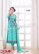 Zikimo 1108 Designer Party Wear Aqua Blue Flared Faux GeorgettePants/Palazzo Straight Cut Suit