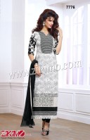 Pure Georgette Off White And Black Party /Wedding Wear Straight Long Suit