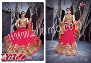 Kesari 204 Pinkish Red Viscose and Pure Silk  Semi Stitched Wedding Lehenga Choli